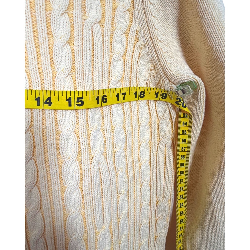 Karen Scott Pale Yellow Cable Knit Quarter Zip Sweater Mock Neck Women Medium - Picture 5 of 5